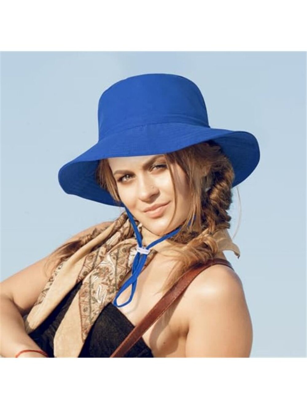 Women Wide Brimmed Sun Hat Summer Foldable Beach Bucket Hat with UV Protection - Picture 7 of 7